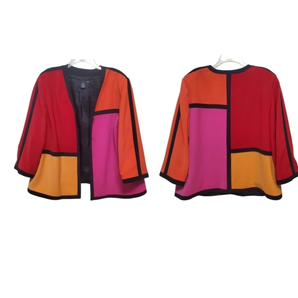 Vintage Sandra Oversized Colorblock Blazer Jacket Bold 20W - Picture 12 of 12